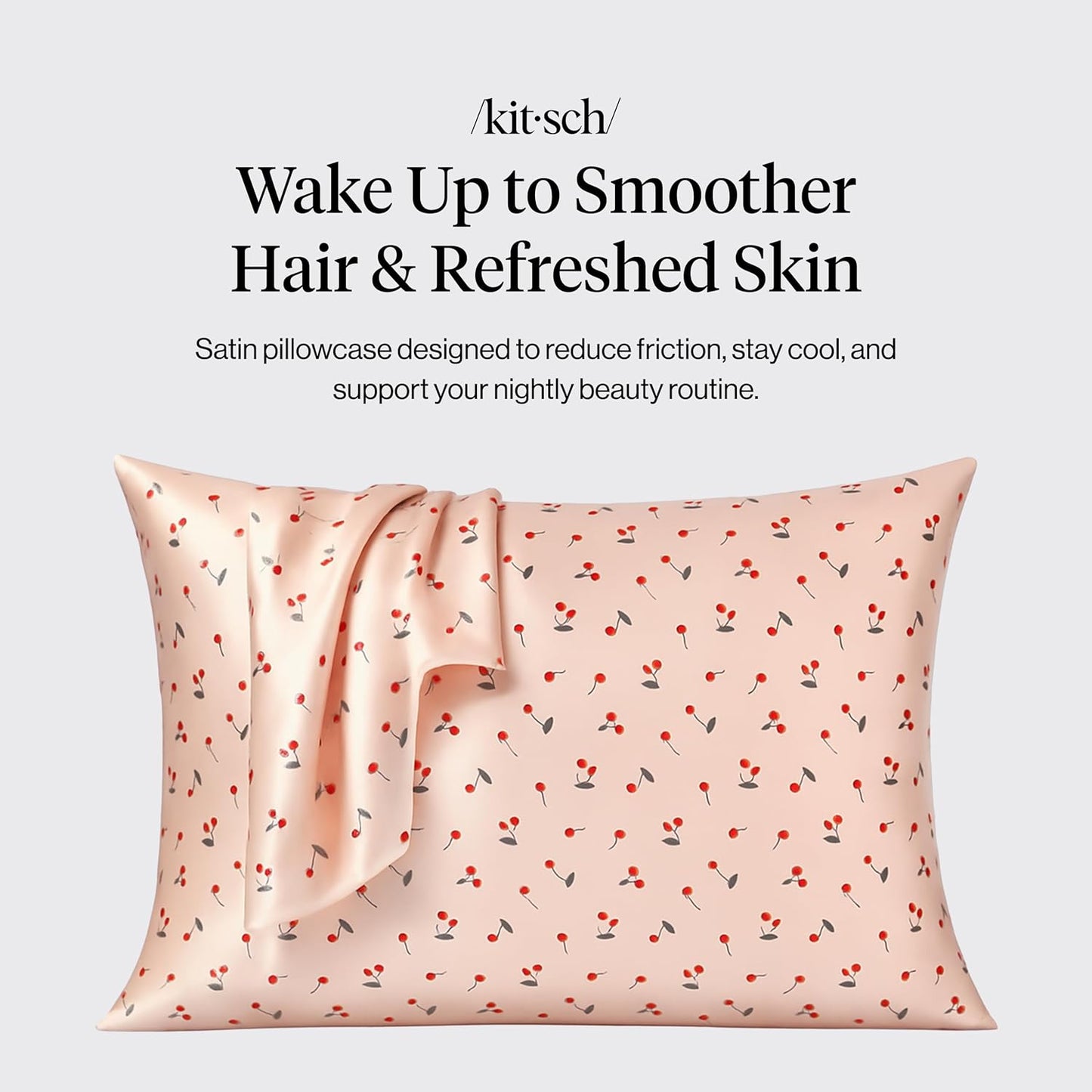 Kitsch Satin Pillowcase with Zipper for Hair & Skin - Softer Than Silk Pillow Cases, Smooth Cooling Satin Pillow Case, Wrinkle-Free, Machine Washable - Pillow Cases Standard Size (19x26) - Blush