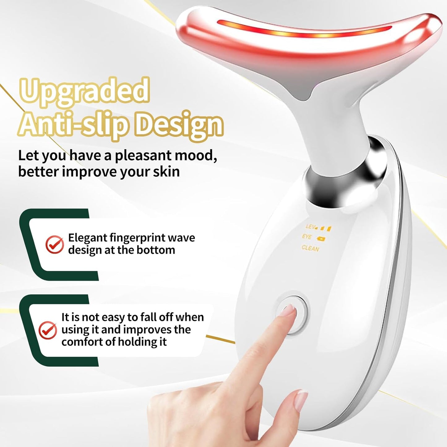 Portable Face Beauty Device, 7 Color Portable Face Massager Tool for Skin Care, Based on Triple Action LED, Thermal, and Vibration Technologies, at Home Skin Care Face Sculpting Tool(Glossy Black)