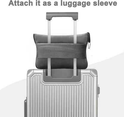 Travel Blanket and Pillow Compact, Premium Soft 2 in 1 Airplane Blanket with Soft Bag Pillowcase，Hand Luggage Sleeve and Backpack Clip (Checkered Black)