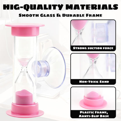2-Pack 2 Minute Hourglass Sand Timer with Suction Cup - Unbreakable Sucker Sand Clock Timer 2 min -Plastic Mini Sand Watch -Reminde Kids Brushing Time