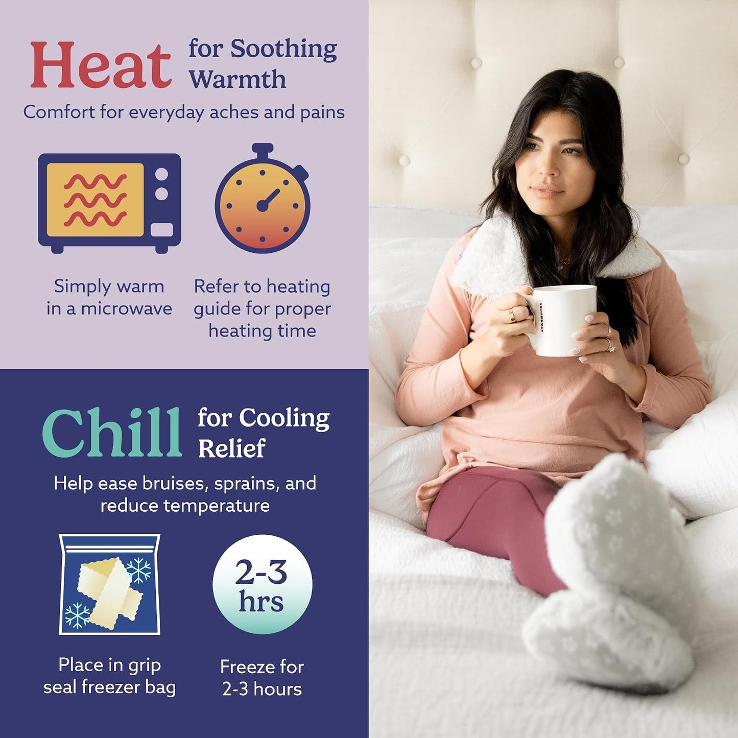 warmies Microwavable Neck & Shoulder Wrap - Weighted Neck Wrap - Microwavable Heat Pack for Shoulders - Chillable Heating Pad with Lavender for Aches & Pain - Marshmallow Gray, 19 x 5 x 3 in, 2 lb