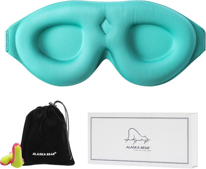 ALASKA BEAR Sleep Mask for Side Sleepers Patented Design, Cup-Shaped and Extra-Soft, 100 Blackout Eye Mask Shades Cover for Men and Women Home or Travel, Machine Washable, Black