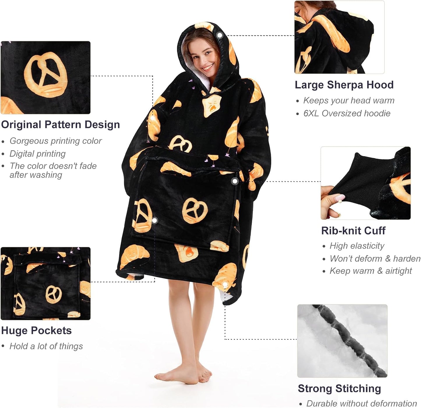 Narecte Cozy Oversized Blanket Hoodie Wearable Blanket Adults Soft Hooded Blanket Hoodie Birthday Gifts for Women Christmas - Colors A