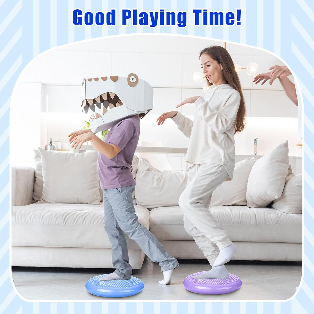 Silipull 2 Pcs Wiggle Seat Inflated Wobble Cushion Flexible Balance Disc with Air Pump for Core Stability Strengthening Improving Posture Physical Exercise