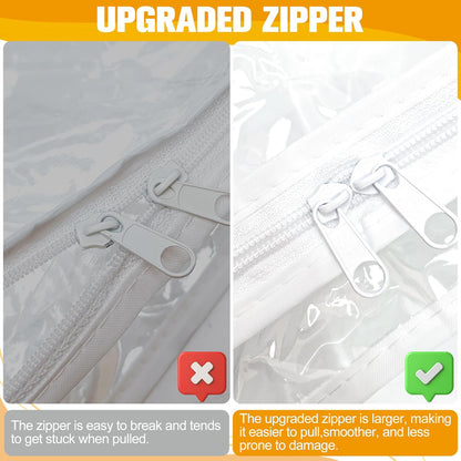 Plastic Storage Bags with Easy-Glide Zipper, Durable Clear Vinyl Zippered Storage Bags for Clothes Sweaters Comforters Blankets Sheets Bedding (15.7 x 13.8 x 3.9 Inch, Transparent White)