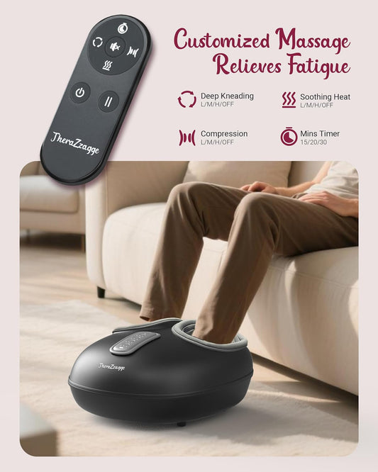 Shiatsu Foot Massager with Heat [2026 Upgraded], Gifts for Him Her, FSA Eligible Deep Kneading Compression, Remote Control, HSA Feet Massage for Plantar Fasciitis, Fits Size 14