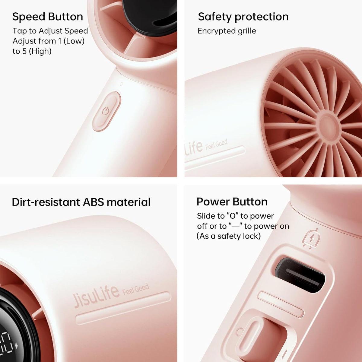 JISULIFE Handheld Turbo Fan Life10S, 28H Max Runtime, Strong Wind, Gray