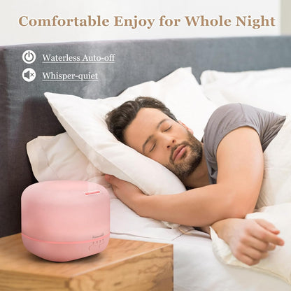 Homeweeks 300ml Essential Oil Diffuser, Quiet Aromatherapy Mist Diffusers for Essential Oils, Wood Grain, Ultrasonic, Remote Control, Timer, 7 Colors Light for Bedroom (300ml)