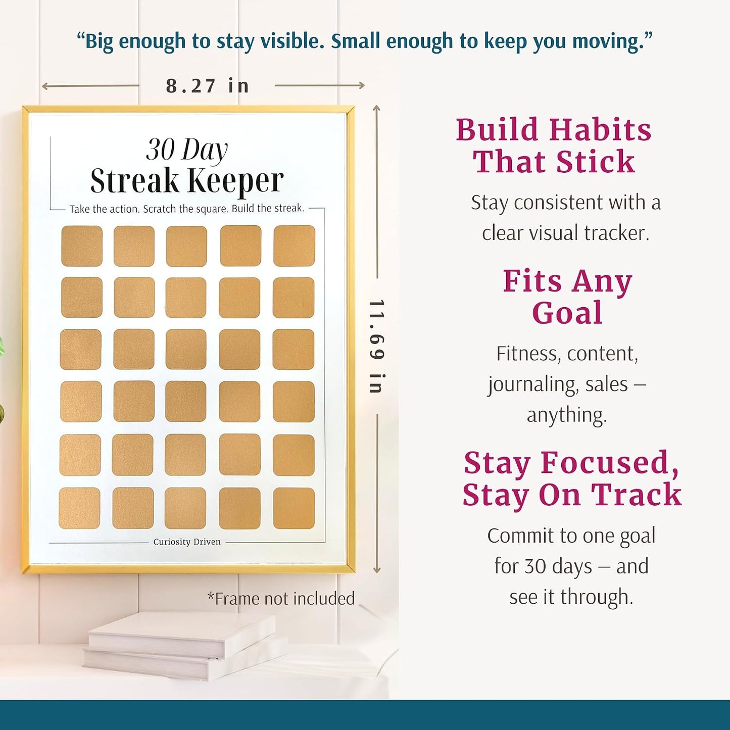 Daily Habit Tracker for Women – 30-Day Goal & Productivity Chart with Scratch-Off Motivation (8.3" x 11.7") | The Streak Keeper with Encouraging Prompts & Bonus Habit Guide