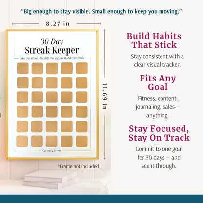 Daily Habit Tracker for Women – 30-Day Goal & Productivity Chart with Scratch-Off Motivation (8.3" x 11.7") | The Streak Keeper with Encouraging Prompts & Bonus Habit Guide