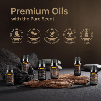 Auelife Men Essential Oils Set for Diffusers for Home, 6x10ml Scented Oil