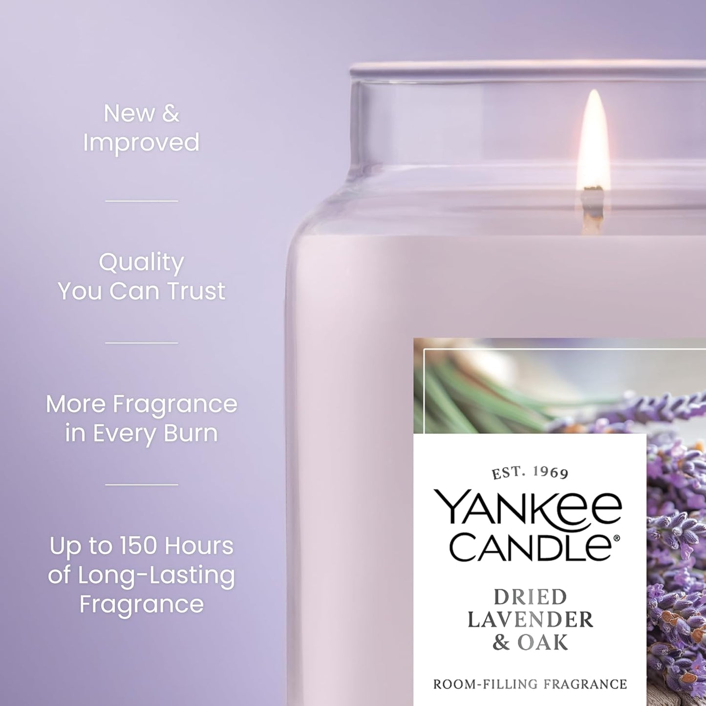 Yankee Candle Lemon Lavender Scented Candle, 22oz Large Jar with up to 150 Hour Burn Time, Giftable, Birthdays