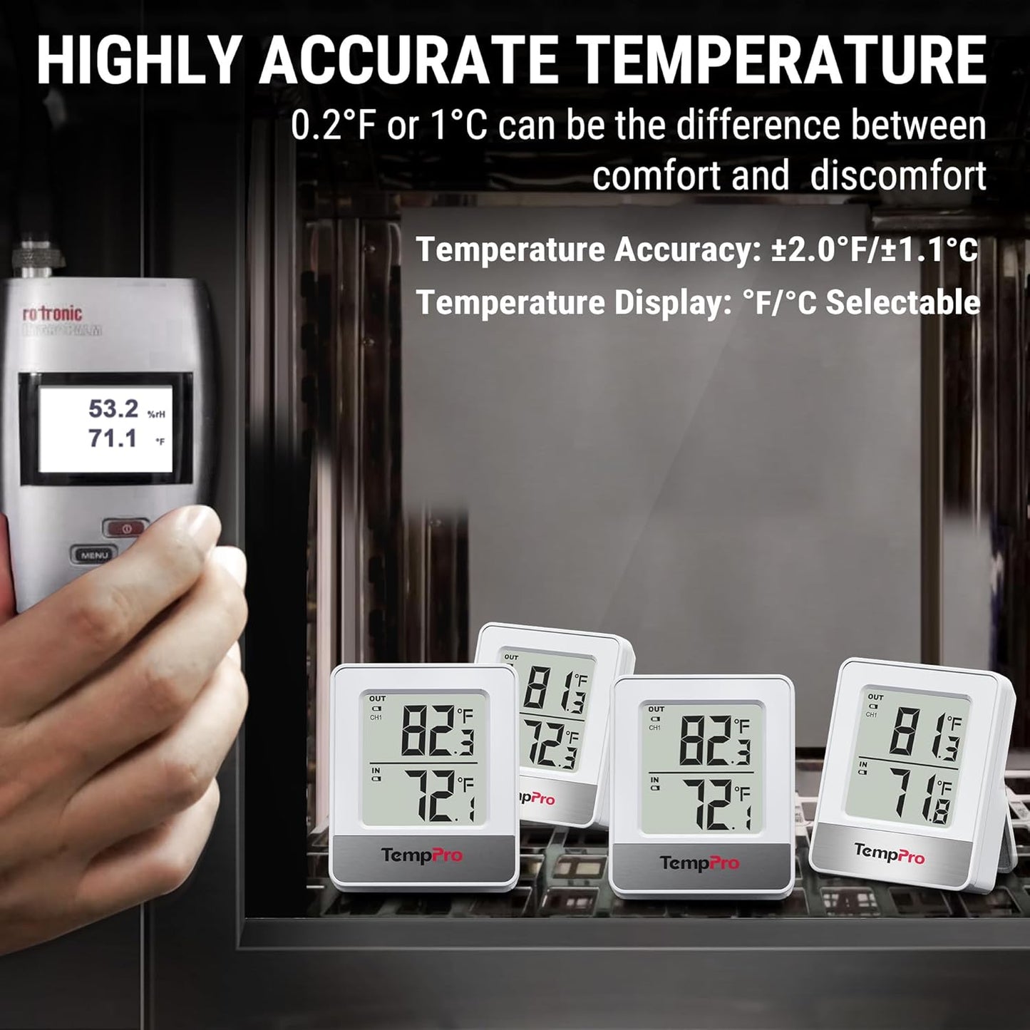 TempPro TP49 Digital Hygrometer Indoor Thermometer Humidity Meter Room Thermometer with Temperature and Humidity Monitor Mini Hygrometer Outdoor Thermometer (Previously ThermoPro)
