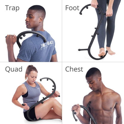 Body Back Buddy Classic USA Made FSA Eligible Handheld Massage Cane - Full Body Trigger Point Tool for Deep Tissue Pain Relief - Dual Hooks for Back, Shoulder, Neck - Manual Back Massager (2.0 Black)