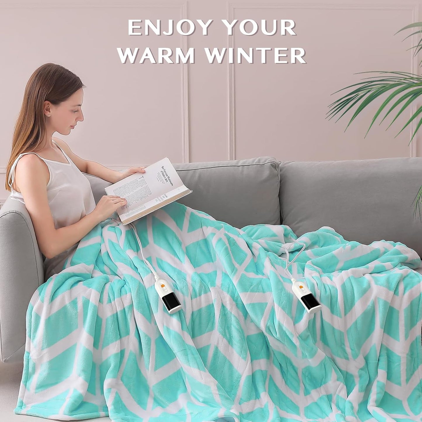 VENTIMI Electric Blanket Heated Throw, 50" x 60" Heated Blanket with 5 Heat Levels & 3 Hours Auto Off, Fast Heating Blankets with ETL & FCC Certification, Grey