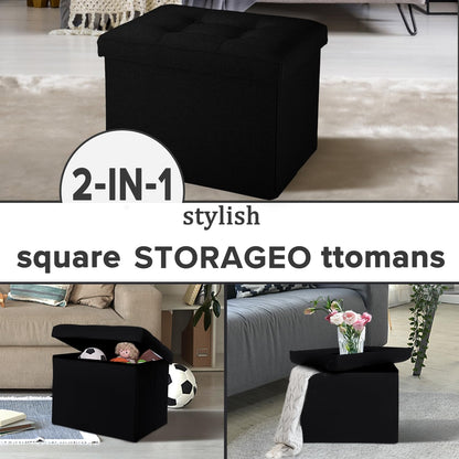 LINMAGCO Ottoman with Storage Small Foot Rest Stool Under Desk Stool Short Folding Footrest for Living Room Bedroom Home Office Dorm Dark Gray 16X12X12IN