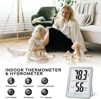 DOQAUS Digital Hygrometer Indoor Thermometer Humidity Meter Room Thermometer with 5s Fast Refresh Accurate Temperature Humidity Monitor for Home, Bedroom, Baby Room, Office, Greenhouse, Cellar (Black)