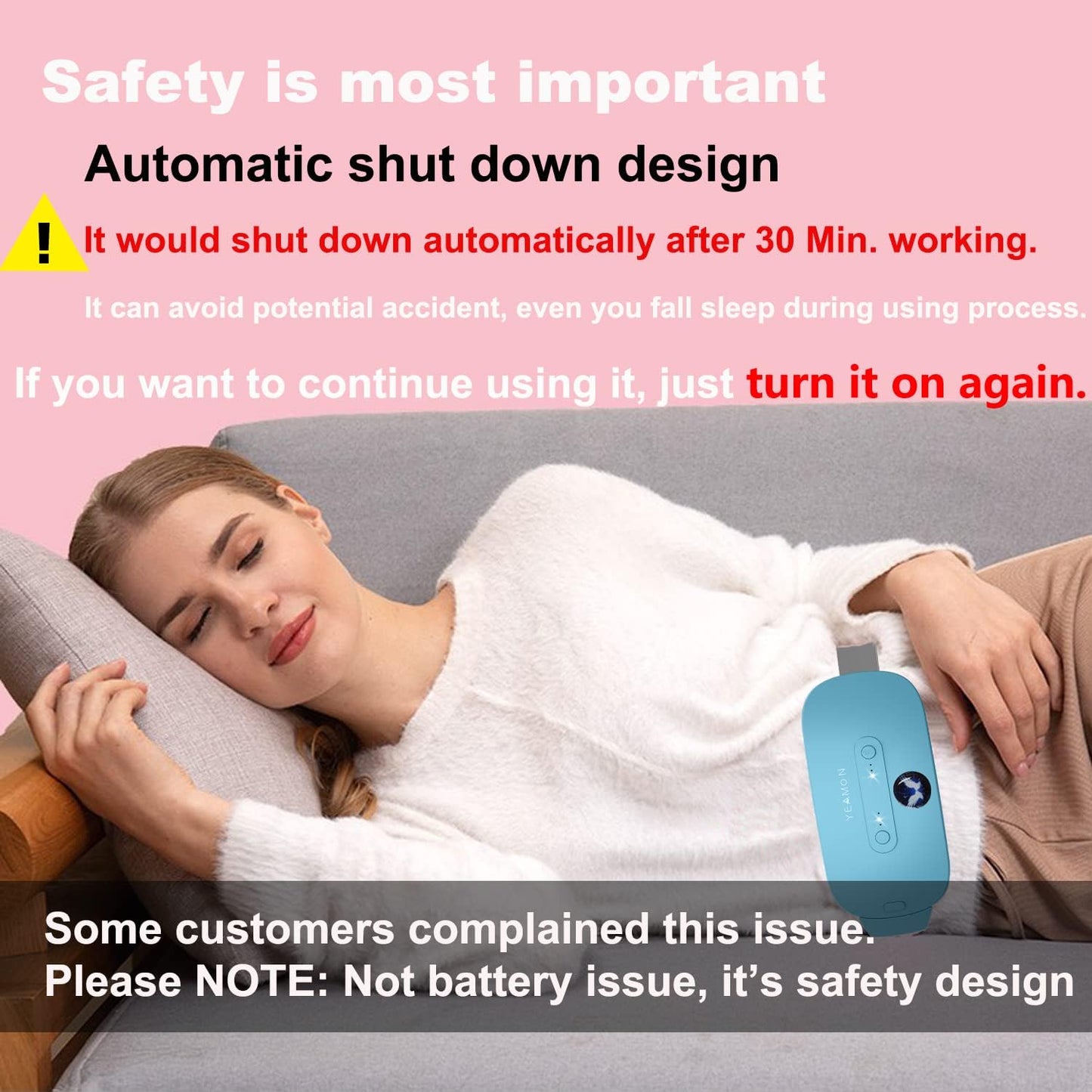 Portable Cordless Heating Pad, Electric Waist Belt Device, Fast Heating Pad with 3 Heat Levels and 3 Massage Modes, Back or Belly Heating Pad, Gift for Her, Women and Girl