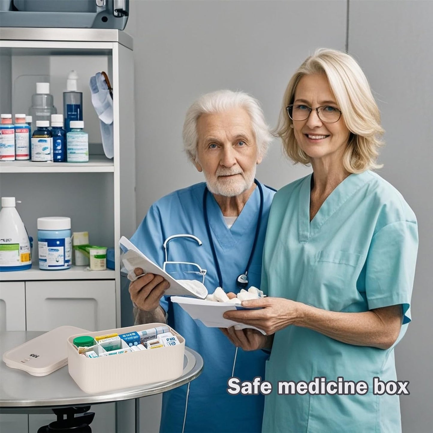 Medication Lock Box,Small Lockable Storage Box with Combination Code for Phone,Medicine Safe,Food, Home,Refrigerator,Office,Personal Items,Travel,Gift