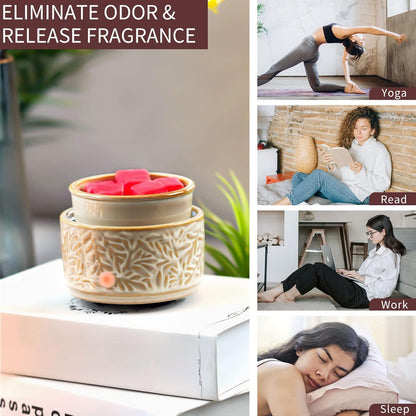 Wax Melt Warmer 3-in-1 Electric, Ceramic Wax Burner for Scented Wax & Essential Oil – Fast Heating, Flame-Free Aromatherapy for Home Office, White
