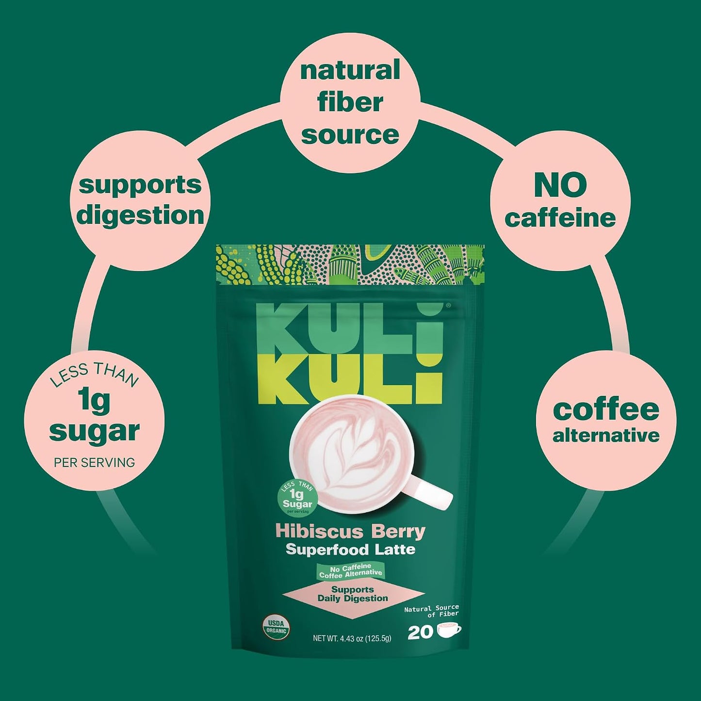 Kuli Kuli Organic Moringa Powder Matcha Green Tea Latte - Lion's Mane