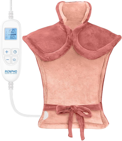 RENPHO Fathers Day Dad Gifts, Electric Heating Pad - 6 Heat Levels for Neck Shoulder and Back, Birthday Gifts for Women Men, Weighted Pad for Snug Fit, ETL Certified, FSA Eligible, 24"x33" Gray