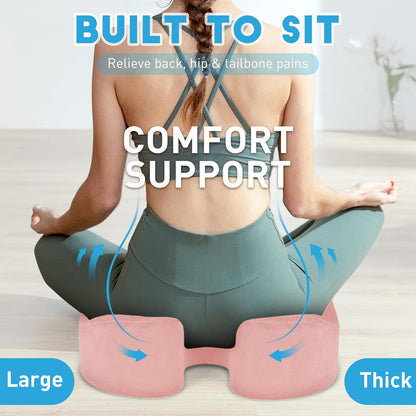 BlissTrends Seat Cushion with Velvet Cover, Thick Memory Foam Cushions for Office Chair, Car Seat, Airplane, Relieving Pressure Tailbone Sciatica Back Pain for Long Sitting, Car Drivers 4.7in Black