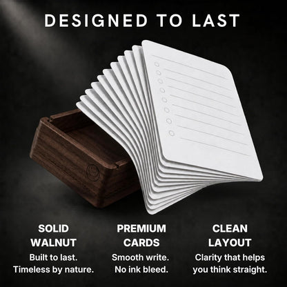 Daily Planner To Do List Notepad - Checklist & Goal Cards for ADHD Focus - Walnut Display + Planner Cards