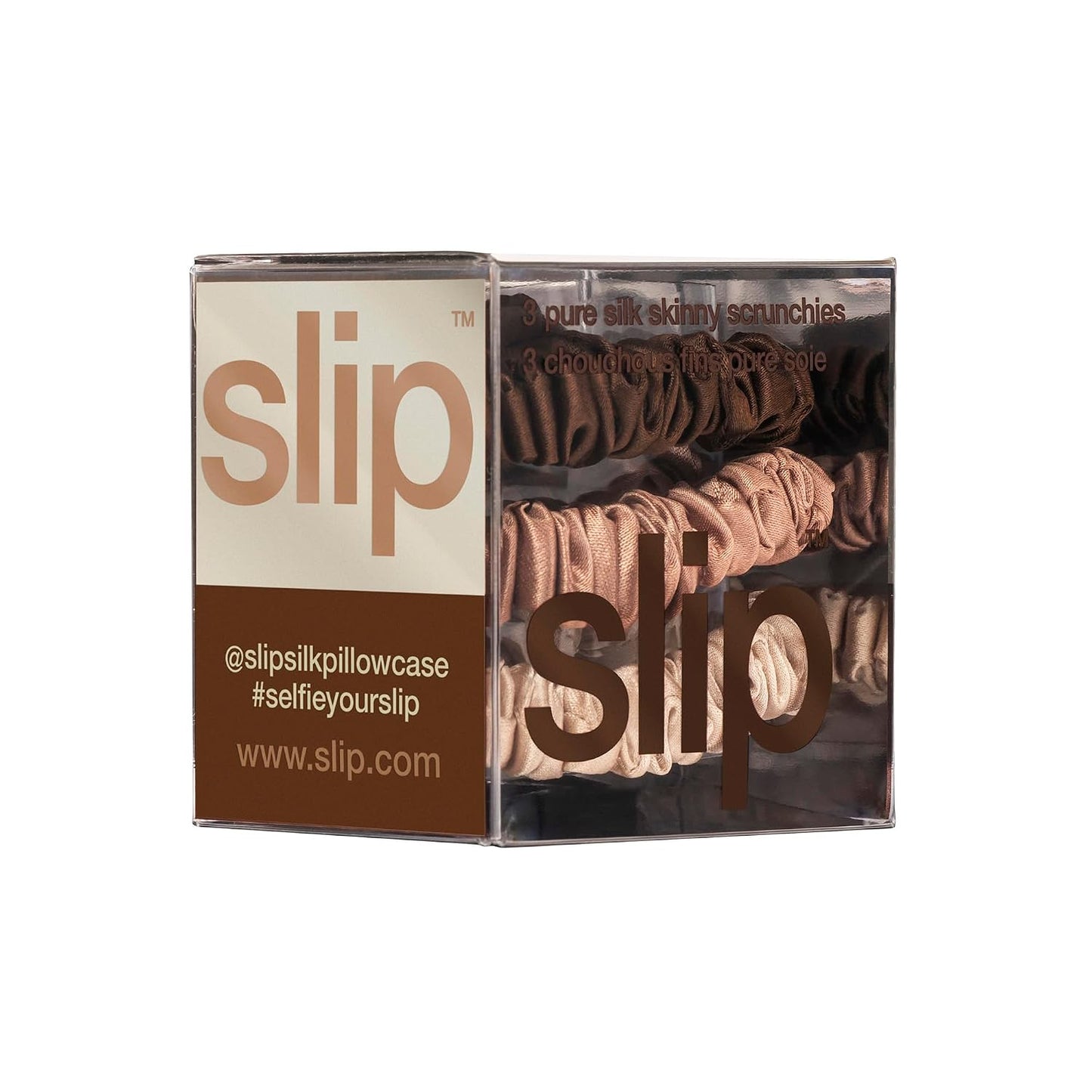 SLIP Amazon Exclusive Skinny Scrunchies: Anti-Crease, Anti-Breakage Slipsilk™ Design Protects Delicate Hair | Includes 3 Pure Silk Scrunchies, Basics