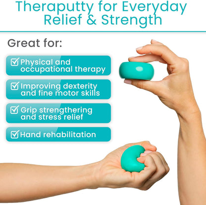 Vive Therapy Putty for Adults, for Hand (2 Pack) - Occupational Sensory Stress Relief Tools - for Physical Exercise, Finger Pain, Grip Strength, Rehab, Arthritis, Forearms, Fidgeting, Motor Skills