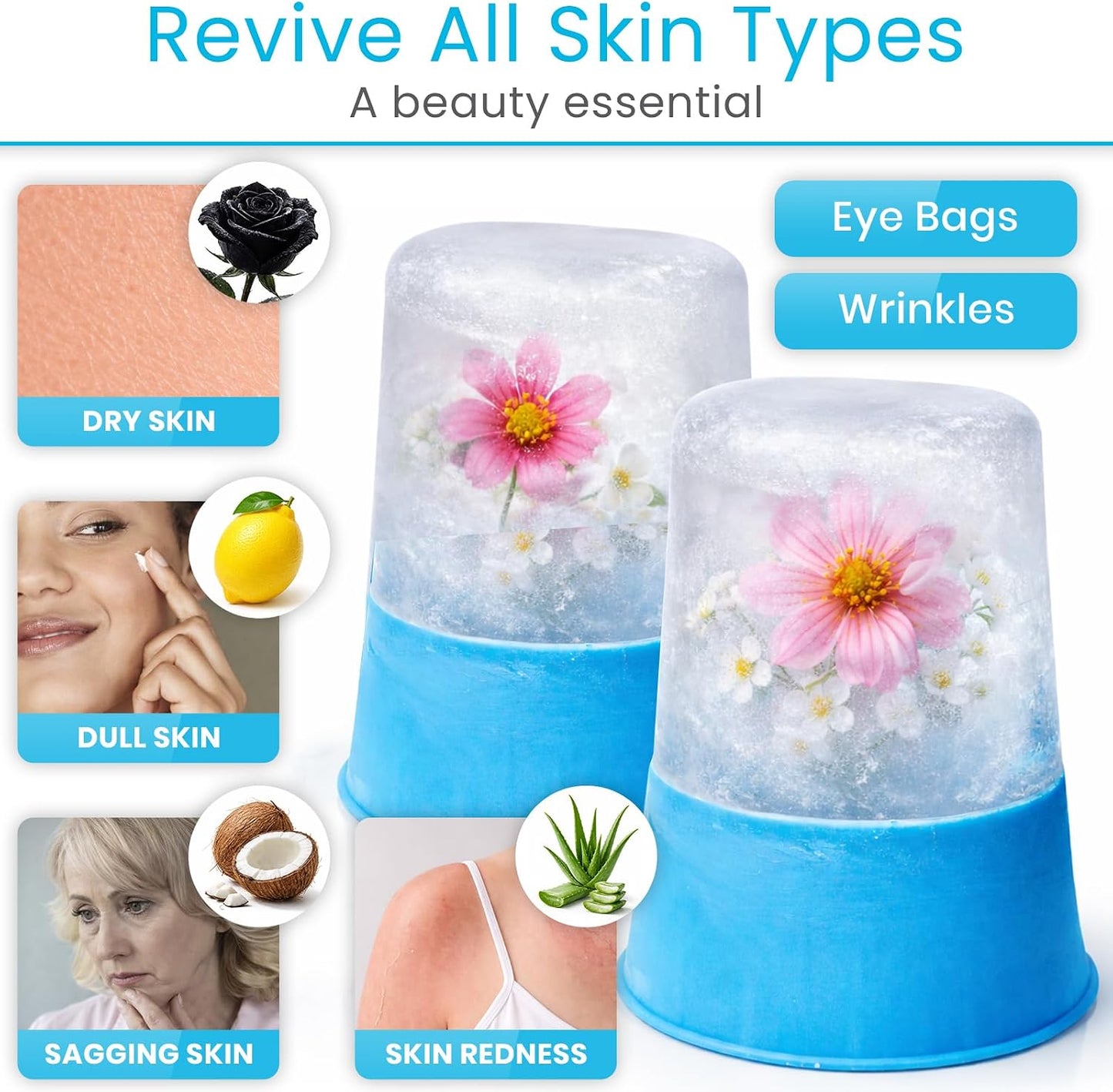 Arctic Flex Ice Roller for Face, Eyes & Neck (2 Pack) - Facial Ice Cube