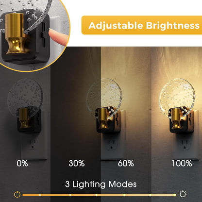 L LOHAS LED Night Lights Plug into wall, Amber Night Light with Adjustable Brightness, Plug in NightLight with Auto Light Sensor, Wall Sconce-Style Design Night Light for Bathroom,Hallway, 2 Pack