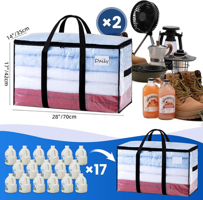 TAILI Blue Extra Large Moving Bags,Storage Bags with Visible Window