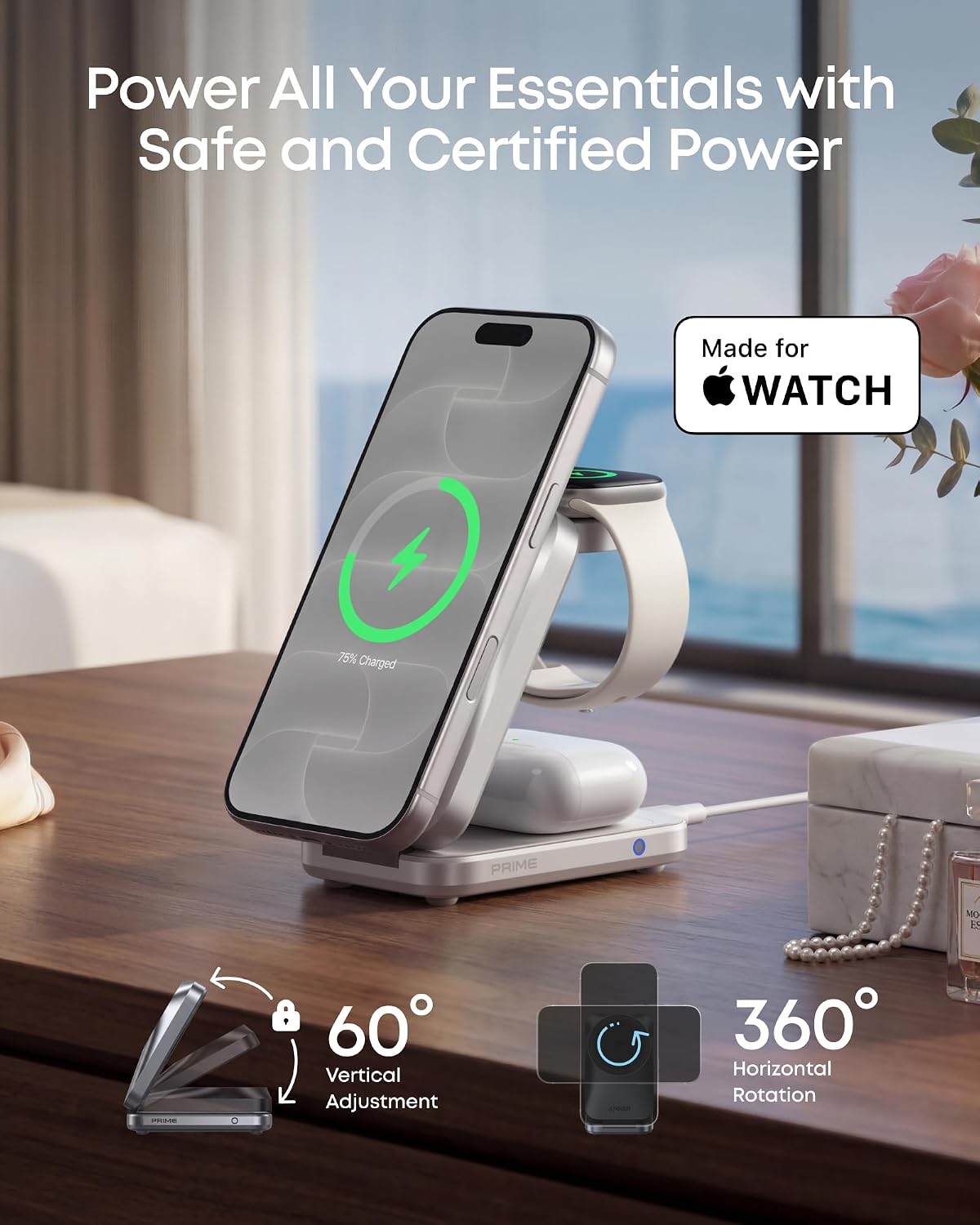 Anker Prime 25W Qi2.2-Certified Palm-Sized 3-in-1 Foldable MagSafe Charger