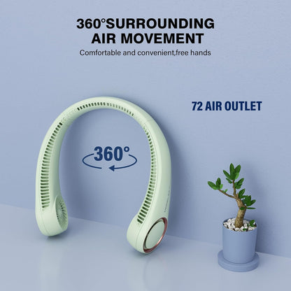Morelax Neck Fan, USB Rechargeable Personal Fan,Hand Free Bladeless Portable Fans,4000 mAh, 3 Speeds,72 Air Faster softer 360° Cooling, Ultra Quiet,Gift Suitable for Home, Office, Travel, Sports