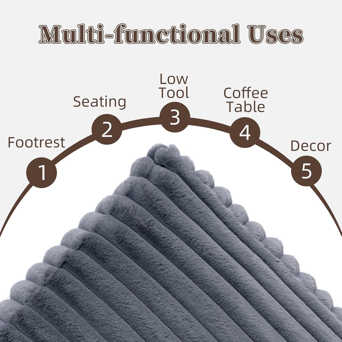 Stuffed Pouf Ottoman Soft Touch Poufs with Foam Chunk Filling Furry and Fluffy Detachable Pouf Foot Stool Storage Ottoman Floor Poufs Foot Rest for Living Room (Caramel, Round)