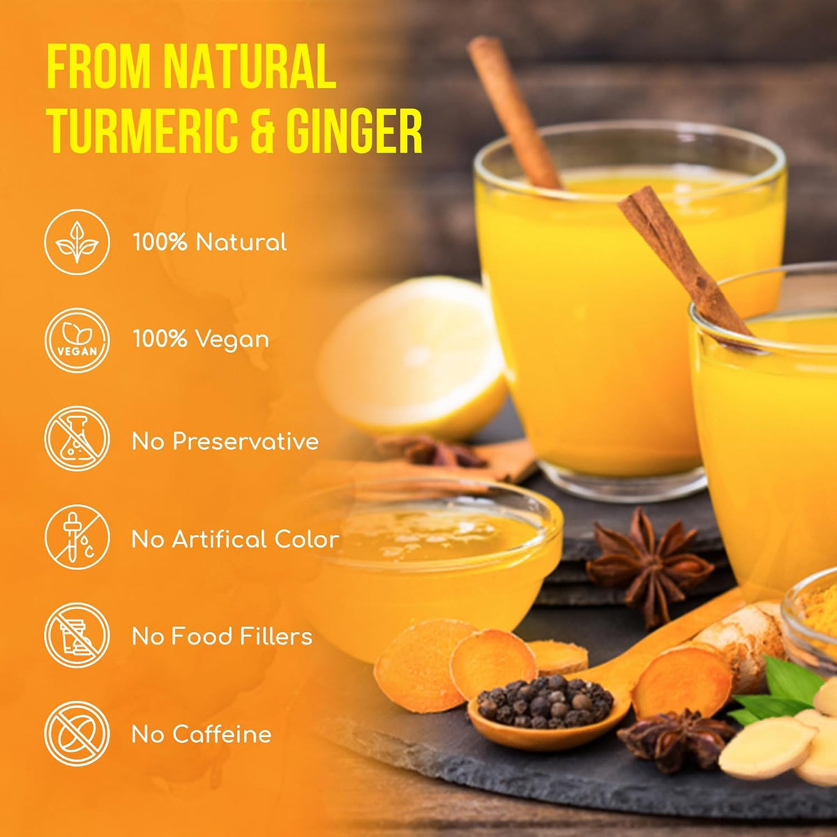 FreshDrinkUS, Premium Ginger Turmeric Tea, 45 Count, Caffeine Free, Vegan