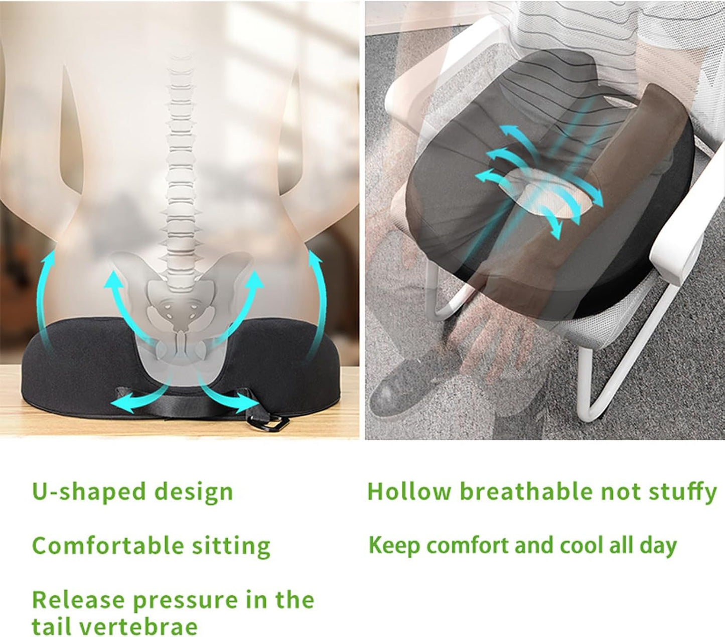 Donut Pillow Coccyx Seat Cushion for Prostate, Sciatica, Pelvic Floor, Pressure Sores, Pregnancy, Perineal Surgery, Postpartum Recovery Pain Pressure Relief Memory Foam Chair Pad