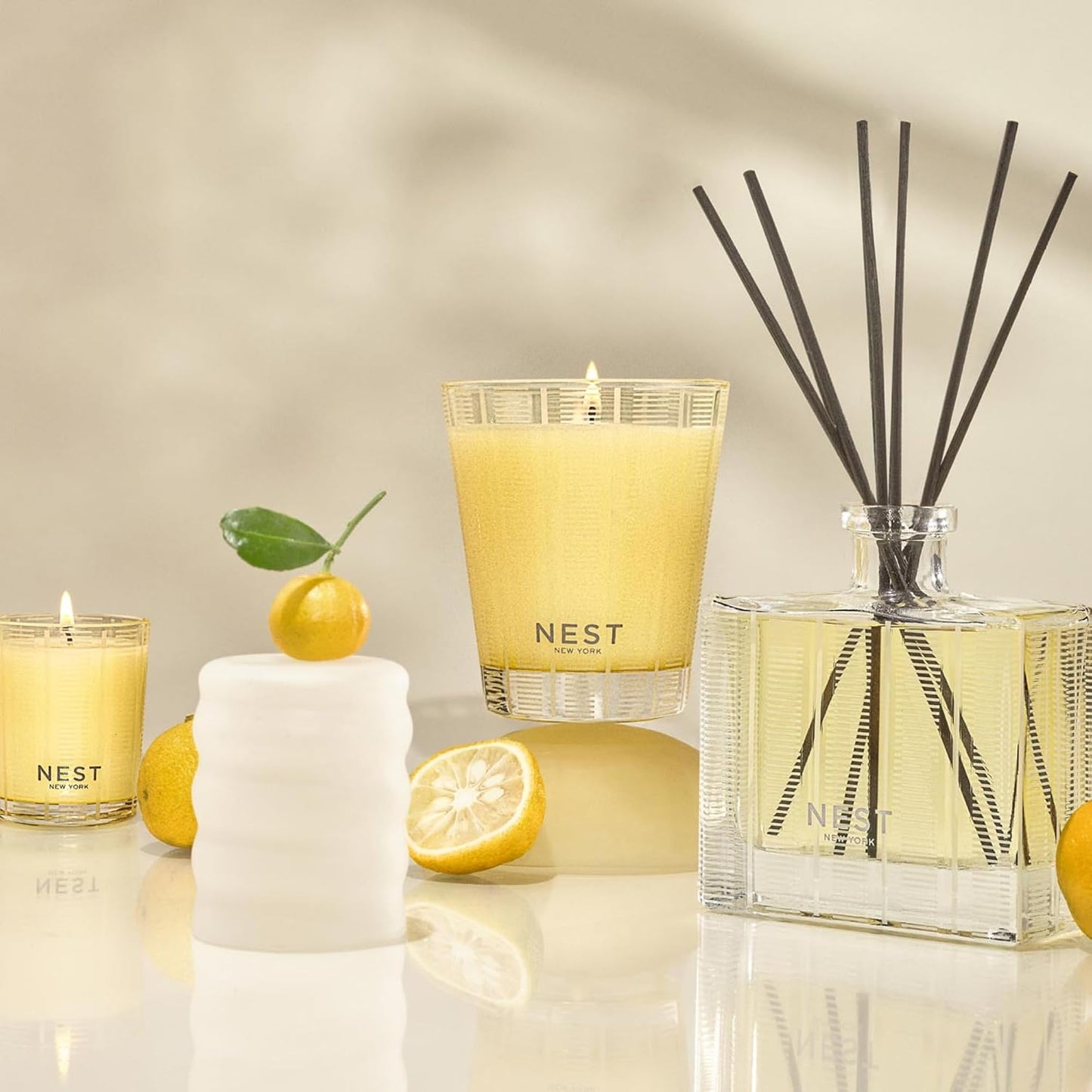 NEST New York Reed Diffuser, Wild Mint & Eucalyptus - 5.9 fl oz - Fragrance for Up to 90 Days - Reusable, Refillable Glass Holder - Includes 8 All-Natural Reed Sticks - Flame Free