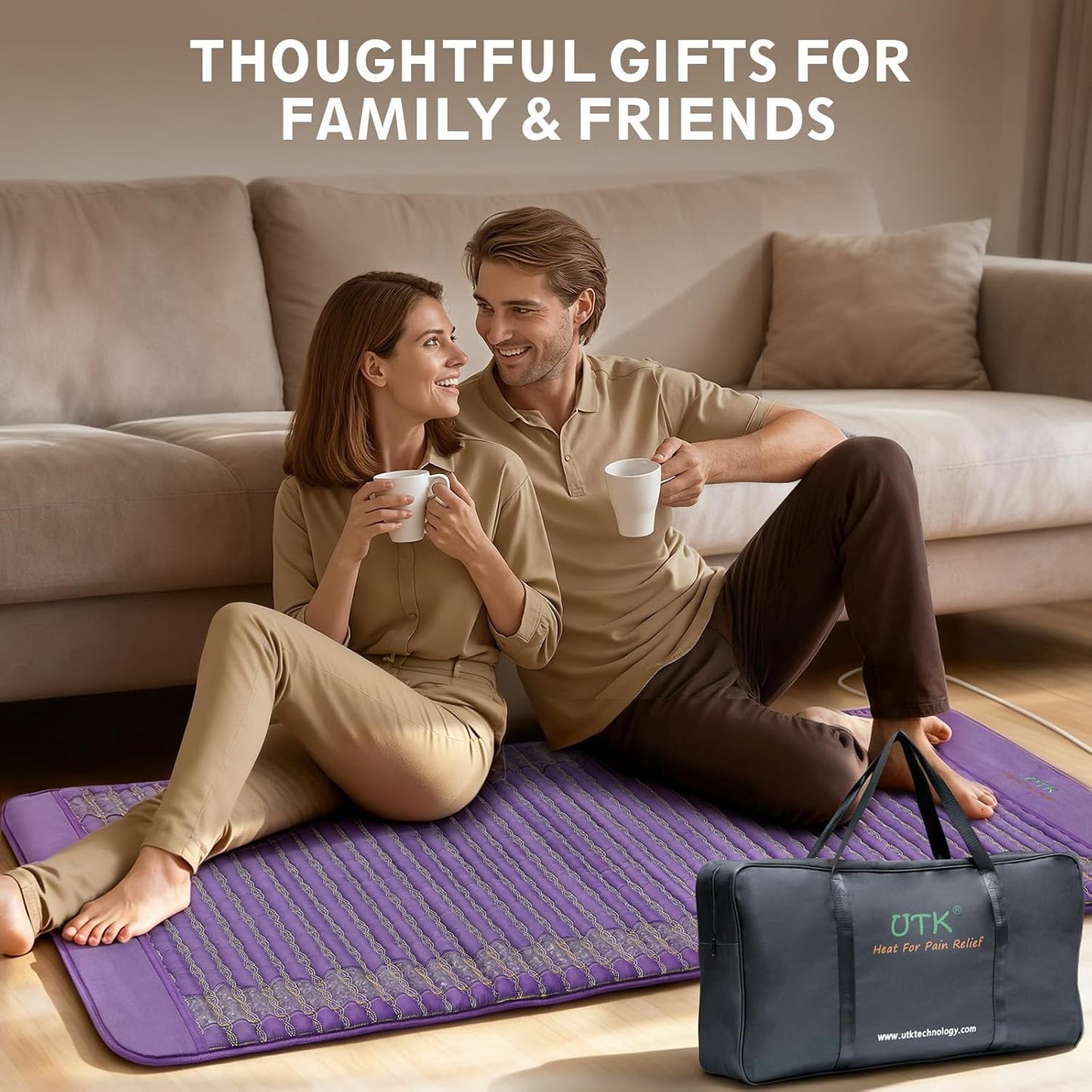 UTK Far Infrared Heating Pads for Back, 5X Pain Relief Amethyst Heating Pad for Sciatica, Waist, Abdomen, Thigh, Hip, Hotter to 159℉, FSA-HSA Eligible, 4H Auto-Off, Gift for Women Men, 24'' x 16''