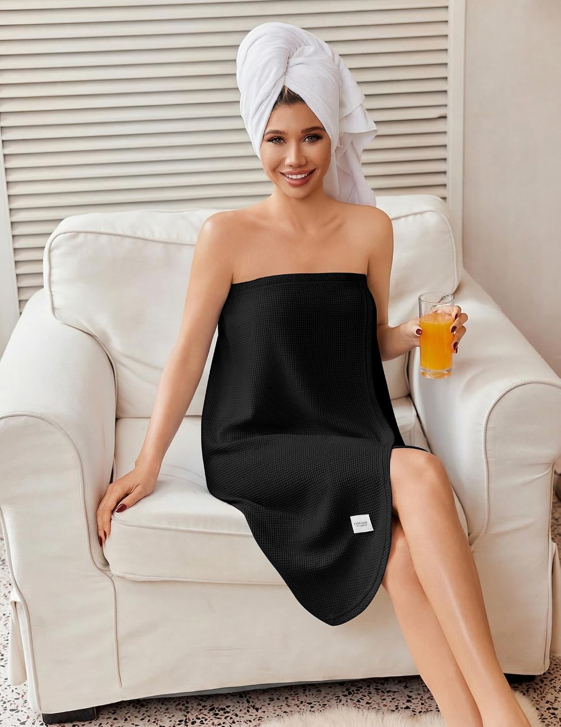 Ekouaer Waffle Robes For Women Bath Wrap Lightweight Shower Wrap 2026 Knee Length Spa Robe with Adjustable Closure S-XL