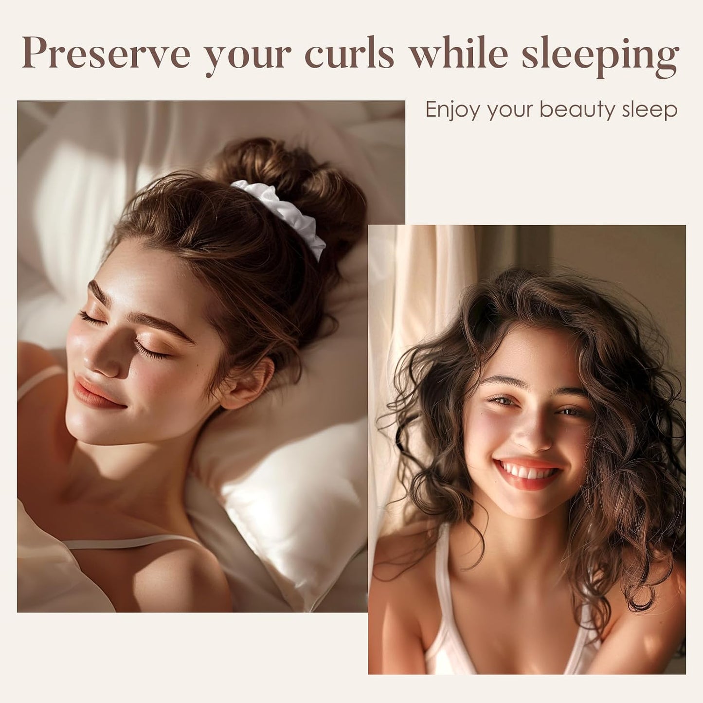 LULUSILK Silk Scrunchies for Hair Sleep, 100% Real Mulberry Silk, No Damage Hair Ties for Women and Girls, Classic Black, Pack of 3