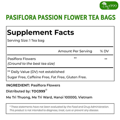 TOG999 Premium Passion Flower Tea Bags, Passionflower Tea, 120 Count, Vegan