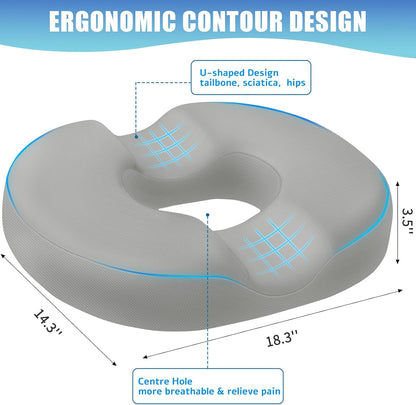 BlissTrends Donut Pillow Seat Cushion,Donut Chair Cushions for Postpartum Pregnancy & Hemorrhoids,Tailbone Pain Relief Cushion,Memory Foam Lifting Cushions for Office&Home Chairs (Black)