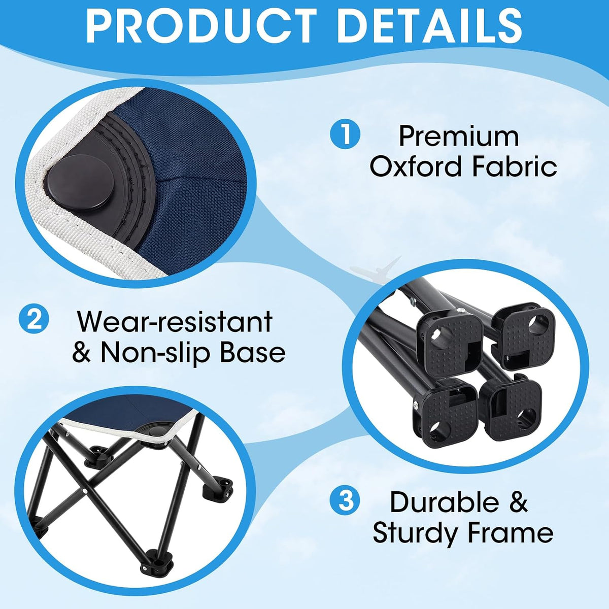 Ripeng 4 Pcs Portable Airplane Travel Foot Rest, Folding Camping Stool, Under Desk Foot Rest at Work for Long Flight, Home and Office Outdoor Hiking Fishing with Carry Bag (Black)