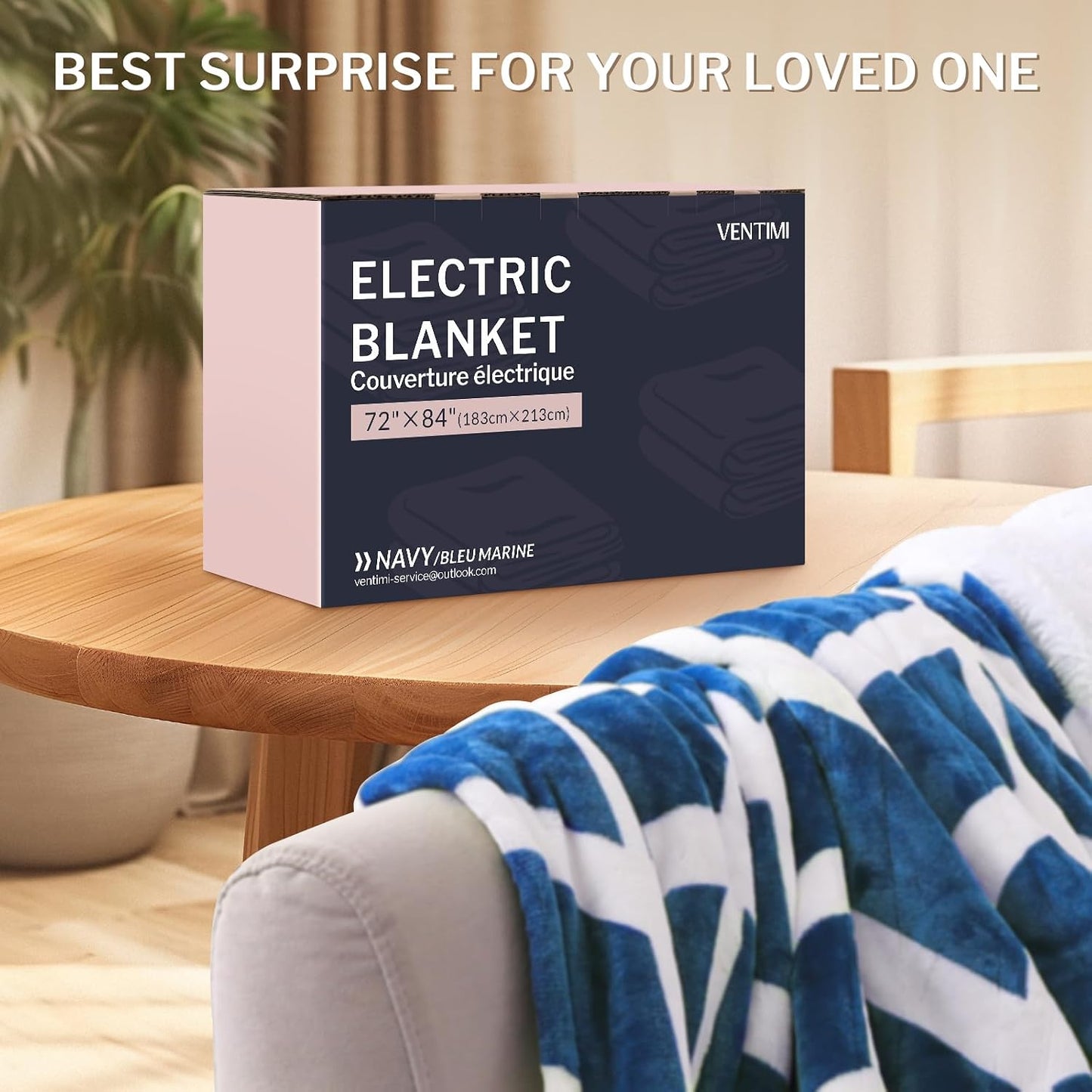 VENTIMI Electric Blanket Heated Throw, 50" x 60" Heated Blanket with 5 Heat Levels & 3 Hours Auto Off, Fast Heating Blankets with ETL & FCC Certification, Grey