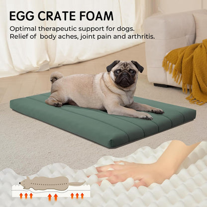 BALANCE Dog Crate Bed, Orthopedic Dog Bed Pad with Waterproof Liner, Washable Crate Foam Pet Mat for Large, Medium, Puppy Dogs Breeds, Mint Leaf, 36“x23”x1.6“