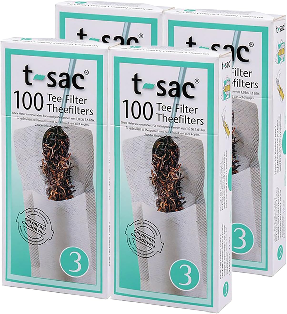 T-Sac Tea Filter Bags, Disposable Tea Infuser, Number 3-Size, 3 to 8-Cup Capacity, Set of 200