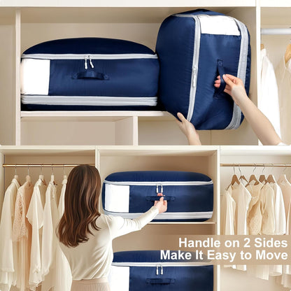 DIMJ Comforter Storage Bag - Blanket Storage Organizer Compression Bags, Large Capacity Ultra Space Saving Self Compression Organize for Bedding, Pillow, Duvet, Sheet Storage with Zipper Window