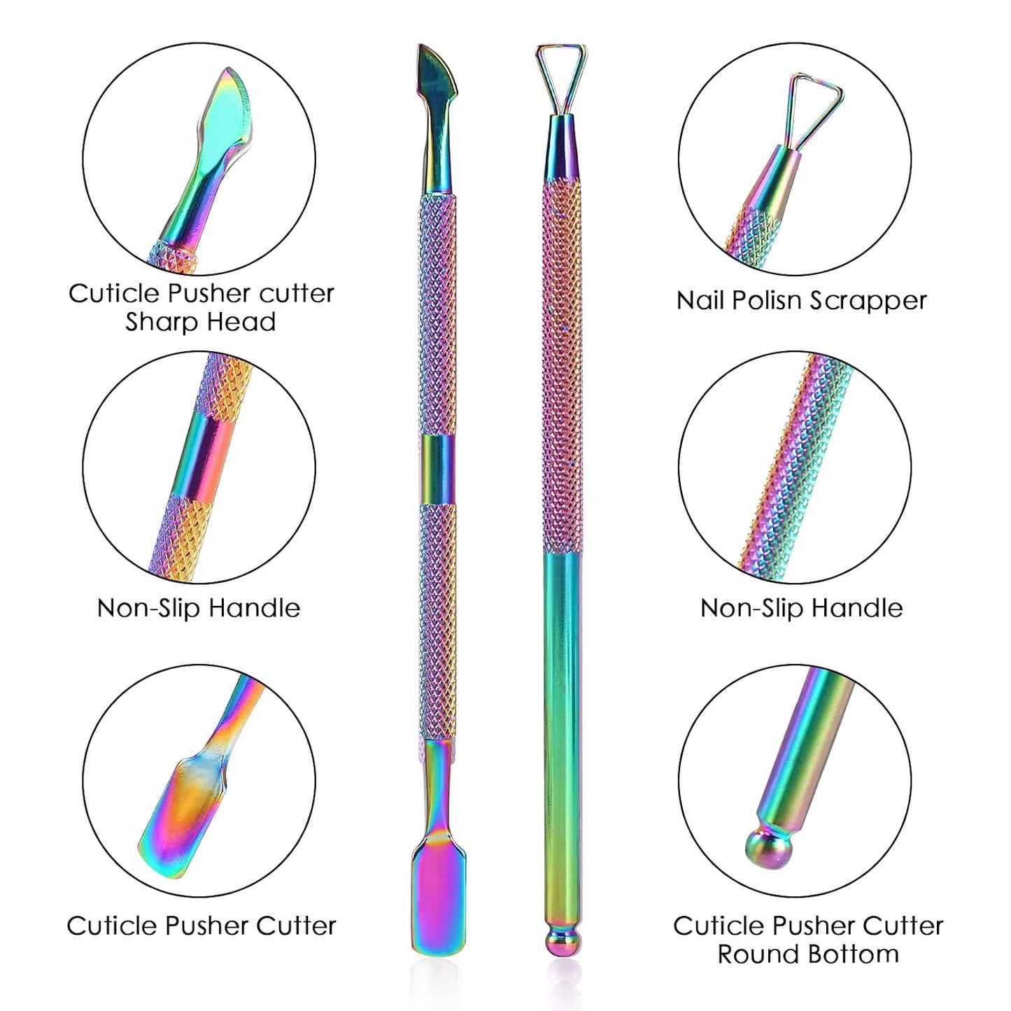 YINYIN Cuticle Trimmer with Cuticle Pusher and Cutter, Professional Stainless Steel Nippers, Cutter Clippers, Cuticle Remover, Pedicure Manicure Tools for Fingernails and Toenails, Sliver